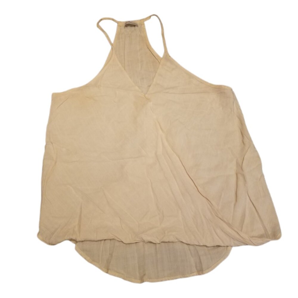 Dainty Hooligan Billowing Bubble Hem Cream Racerback V-neck Tank Top